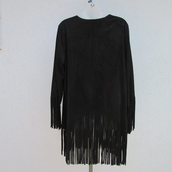 Democracy black faux suede fringe jacket 1X - Picture 8 of 8